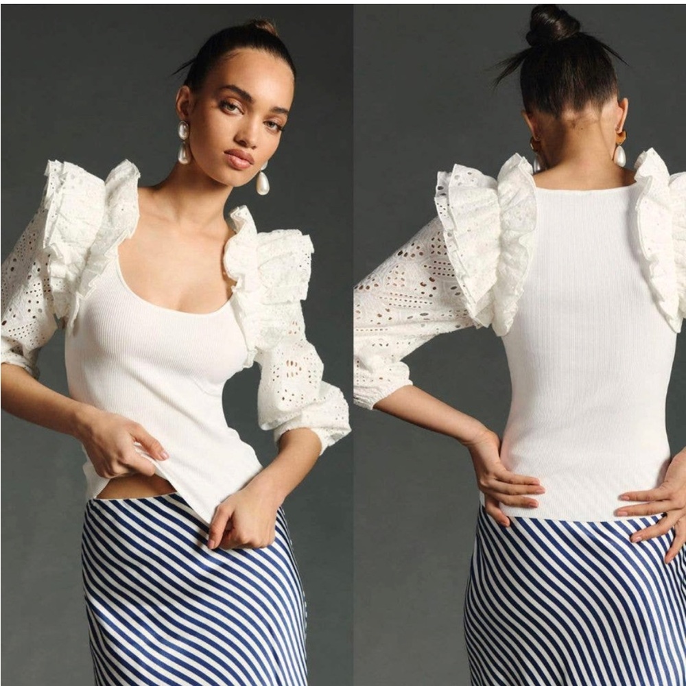 Anthropologie DOLAN Eyelet Sweater - New Medium Petite (MP)